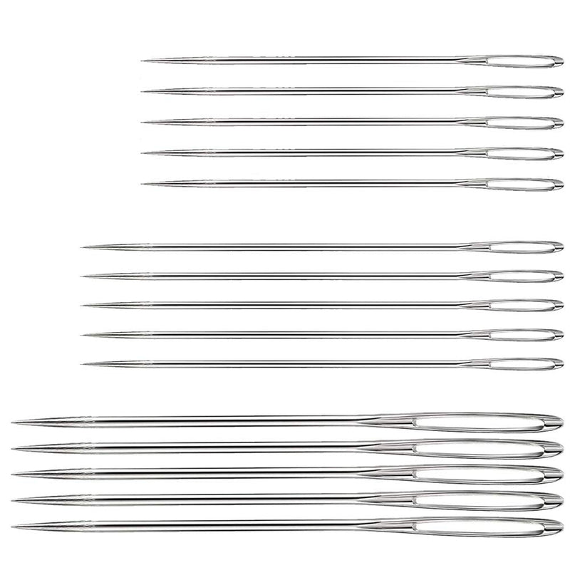 Hekisn Large Eye Sewing Needles, Sewing Needles, Stainless Steel Embroidery Thread Needle, Handmade Yarn Knitting Needles Leather Needle (15 Pieces) 15 Pieces - NewNest Australia