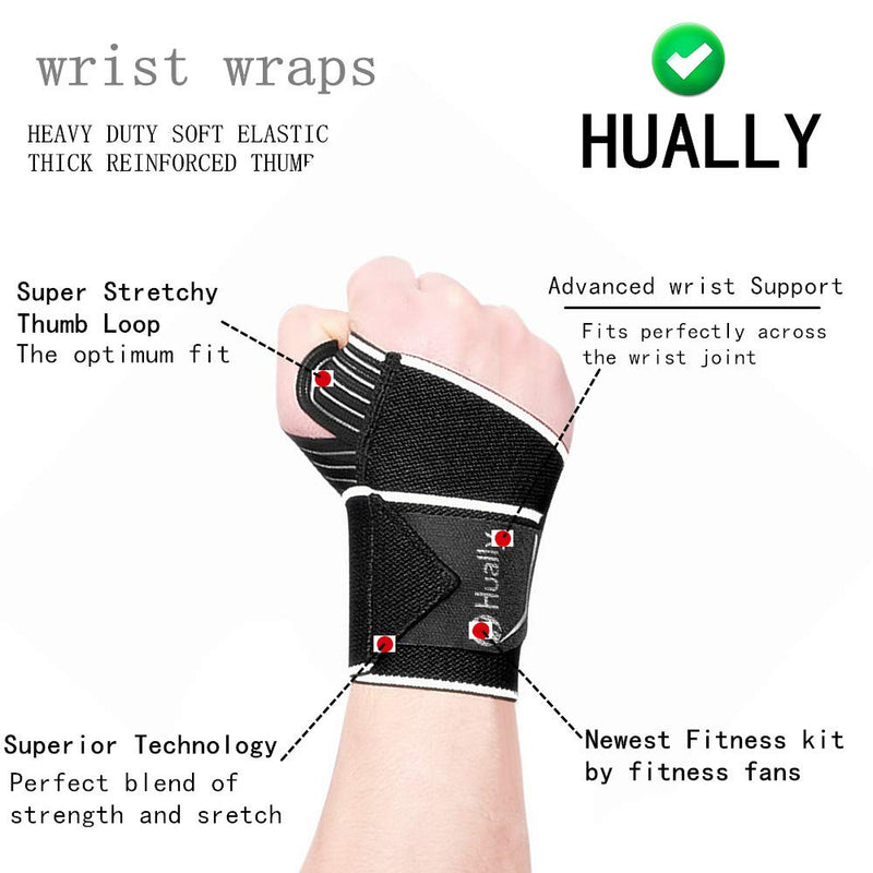 Hually Wrist Support, 2 Pack Wrist Brace for Men and Women Adjustable Breathable and Comfortable One Size Fits all,wrist straps, wrist wraps, Wristbands for Sports gym Weightlifting Bench Press etc - NewNest Australia