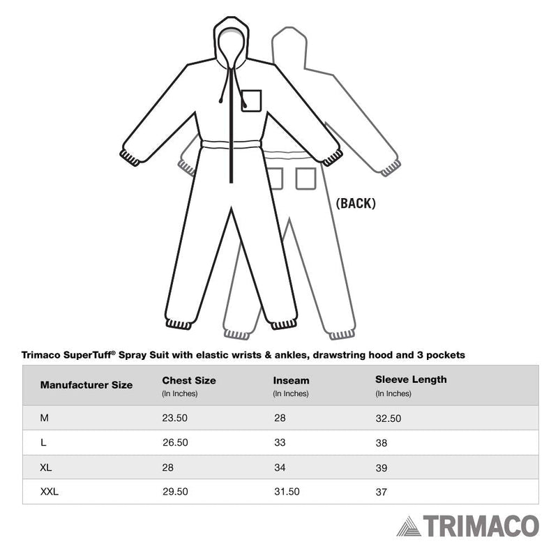 Trimaco 28043 Spray Suit SuperTuff Coverall, X-Large, White - NewNest Australia