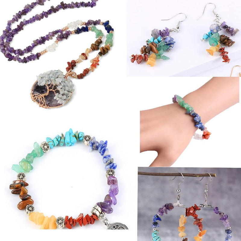 7 Chakra Natural Chip Stone Beads 3-5mm 100g About 500 Pieces Irregular Gemstones Healing Crystal Loose Rocks Bead Hole Drilled DIY for Bracelet Jewelry Making Crafting (3-5mm, 7 Chakra Color Mix) - NewNest Australia