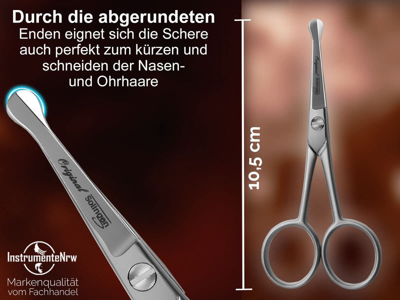 Solingen Beard Scissors Mustache Scissors 10.5 Cm With Sharp And Precise Cut Hair Scissors With One-Sided Micro Teeth And Rounded Ends For The Care Of Beard Hair And Nose Hair - NewNest Australia