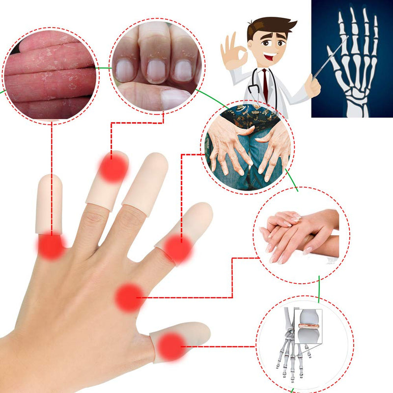 Gel Finger Cots, Finger Protector Support(14 PCS) New Material Finger Sleeves Great for Trigger Finger, Hand Eczema, Finger Cracking, Finger Arthritis and More. (Beige, Short) Beige - NewNest Australia