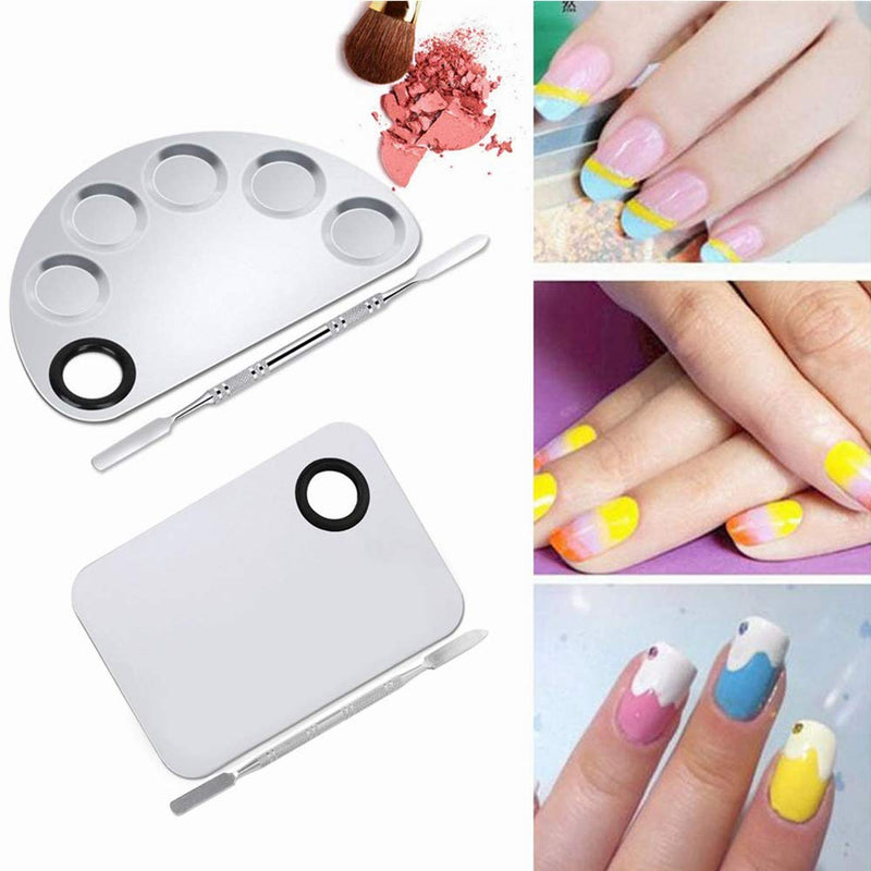 4Pcs Makeup Mixing Palette Makeup Nail-art Cosmetic Artist Mixing Palette with Spatula Tool for Mixing Foundation Silver - NewNest Australia