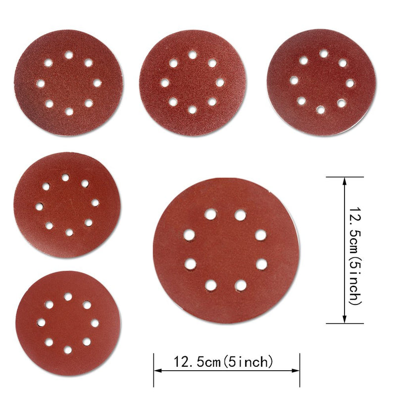 Coceca 80pcs Orbit Sander Sandpaper 5 inches Orbital Sanding Discs Assorted 40 60 80 100 150 180 240 320 Grits for Power Random Orbit Sanders - NewNest Australia