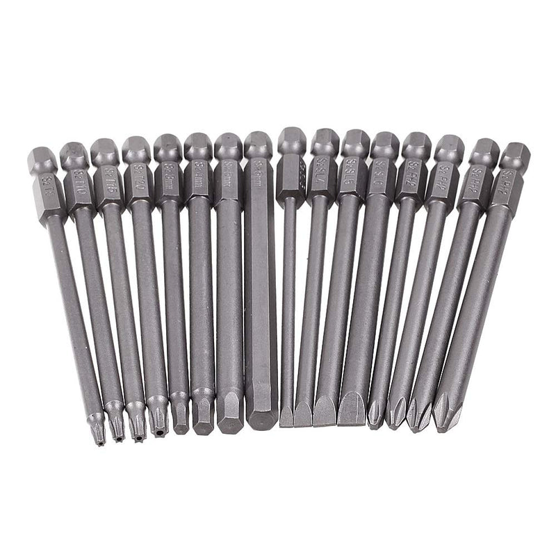 Rocaris 16 Pack 1/4 Inch Hex Shank Long Magnetic Screwdriver Bits Set 4 in Power Tools(Slotted+Cross+Hex+Plum blossom） - NewNest Australia