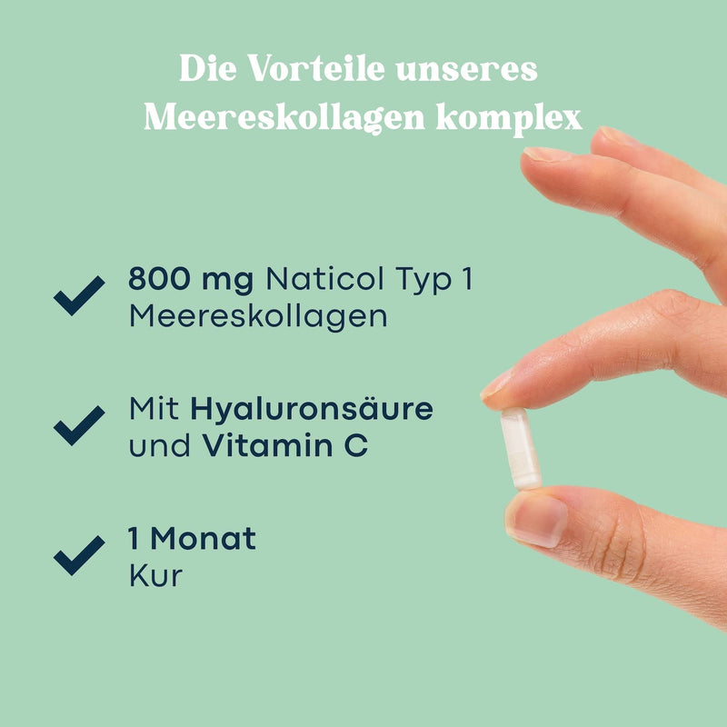 Collagen Capsules With Hyaluronic Acid And Vitamin C, 60 Capsules (1 Month), For Skin, Bones And Joints, 800 Mg Naticol Marine Collagen Capsules, High Dose Hydrolysate Type 1, Essentials From Novoma - NewNest Australia