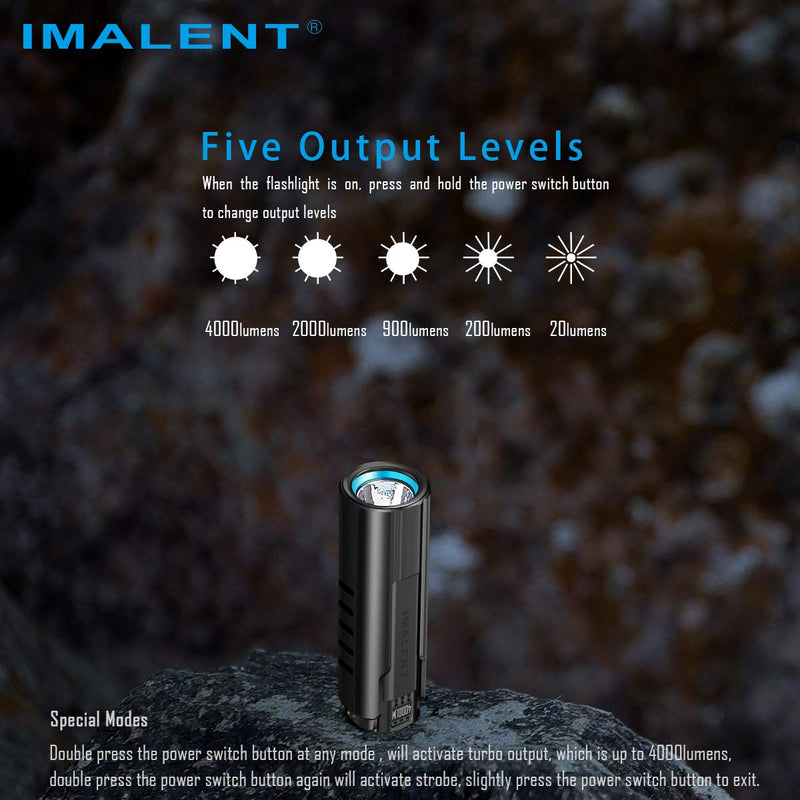 IMALENT LD70 EDC Flashlight with CREE XHP70.2 LED 4000 Lumens, Led Rechargeable Handlight, High Performance Super Bright Torch for Night Black - NewNest Australia