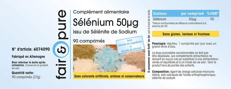 Fair & Pure® - Selenium 50μg tablets made from sodium selenite - vegan - yeast-free - without magnesium stearate - 90 selenium tablets - NewNest Australia