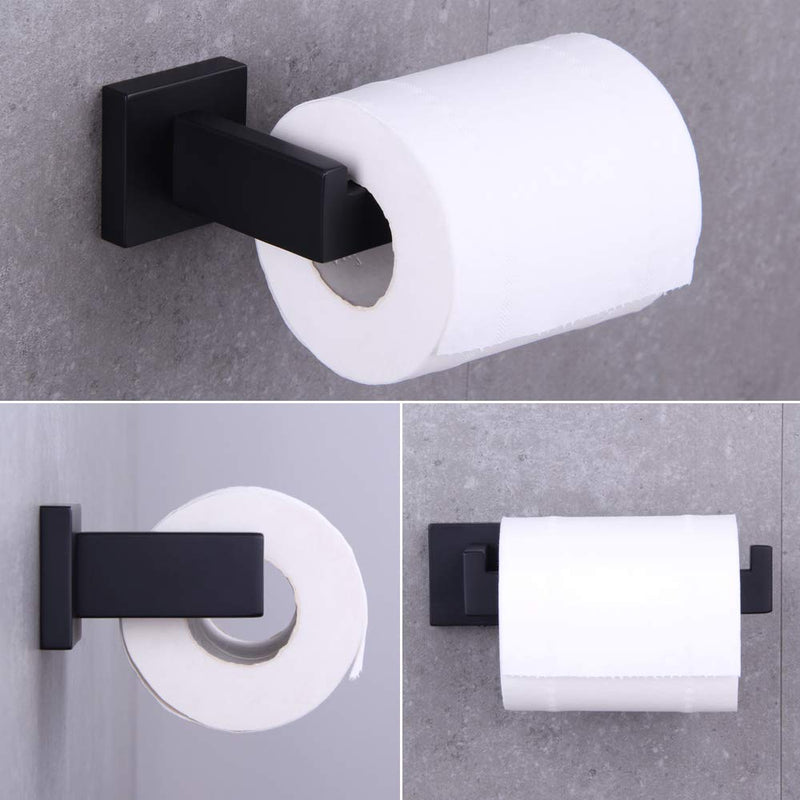 BEIGEEWY 3-Pieces Set Matte Black Bathroom Hardware Set SUS304 Stainless Steel Wall Mounted - Includes Towel Ring, Toilet Paper Holder, Robe Towel Hooks - NewNest Australia