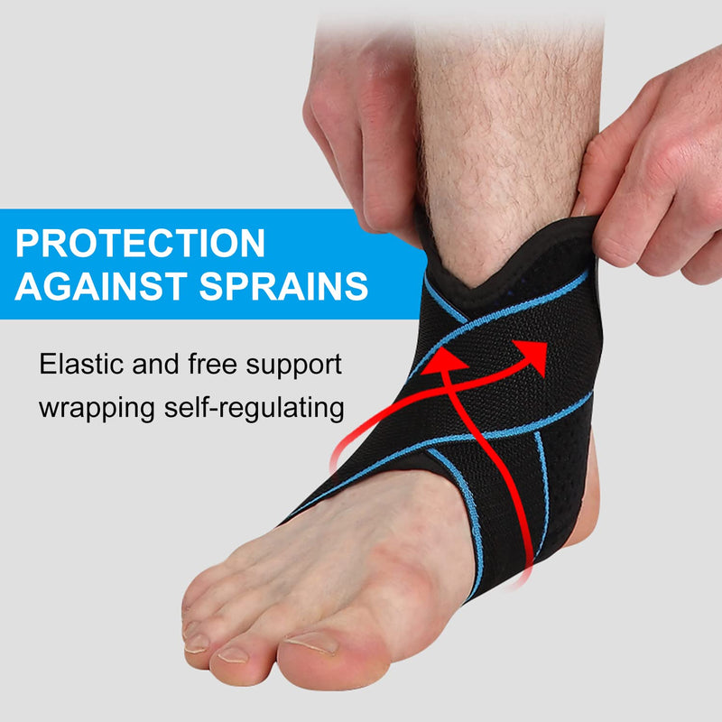 2 Pack Blue Elastic Foot Brace Breathable Sports Ankle Support Basketball Football Running Adjustable Ankle Support Protect Ankle From Sprains Suitable For Men And Women - NewNest Australia