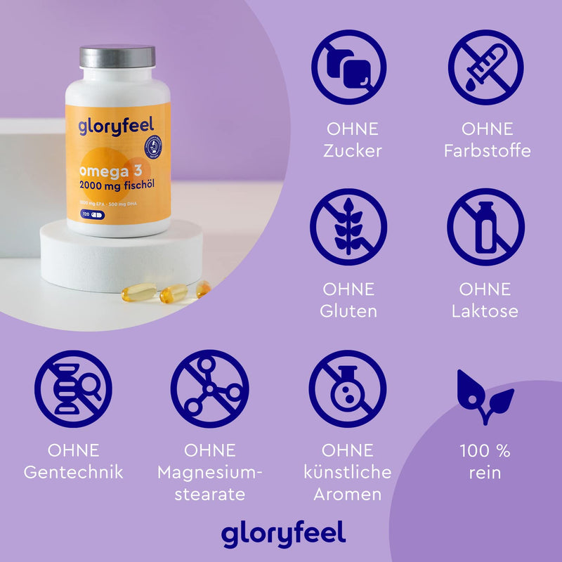 Omega 3 Capsules - High Dose With 2000 Mg Fish Oil, 1000 Mg Epa & 500 Mg Dha Per Daily Dose (In Triglyceride Form) - Essential Fatty Acids From Anchovis - Laboratory Tested In Germany - NewNest Australia