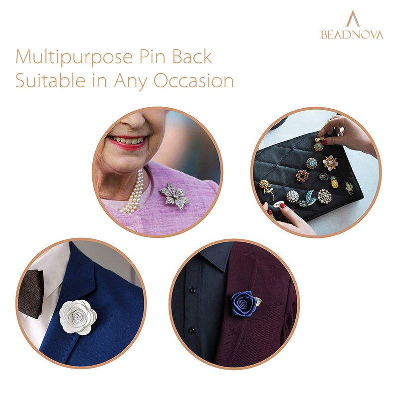 BEADNOVA 100 Pairs Pin Backs Enamel Pin Backs Tie Tacks Blank Pins with Rubber Pin Backs for Lapel Pins (Silver Black, 100 Sets) 100pairs - NewNest Australia