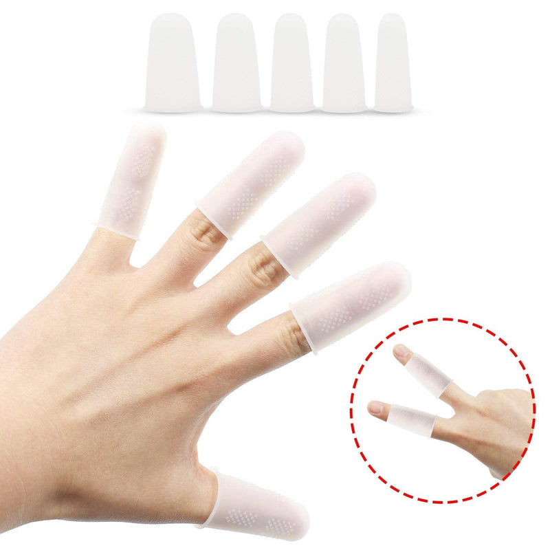 Qulable 10 Pieces Silicone Finger,Finger Protector, Finger Sleeves Great for Glue/Craft/Sewist/Wax/Rosin/Resin/Honey/Adhesives/Finger Cracking/Sport Games (White) white - NewNest Australia