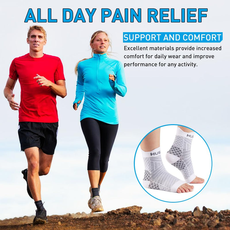 Hueglo 4 Pairs Ankle Brace Orthopedic Compression Socks Neuropathy Ankle Brace Arthritis Achilles Tendon Bandage Plantar Fasciitis Foot Bandage Ankle Sports Plantar Fasciitis Socks, White - NewNest Australia
