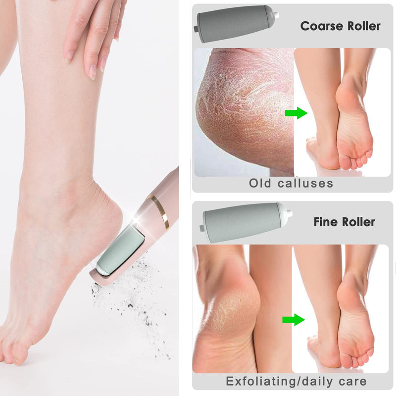 Foot File Jooayou Electric Foot Callus Remover IPX7 Waterproof Foot Scrubber,Rechargeable Hard Skin Remover Foot with 2 Roller Heads,2 Speed,Professional Pedicure Set Kits for feet Cracked Heels - NewNest Australia