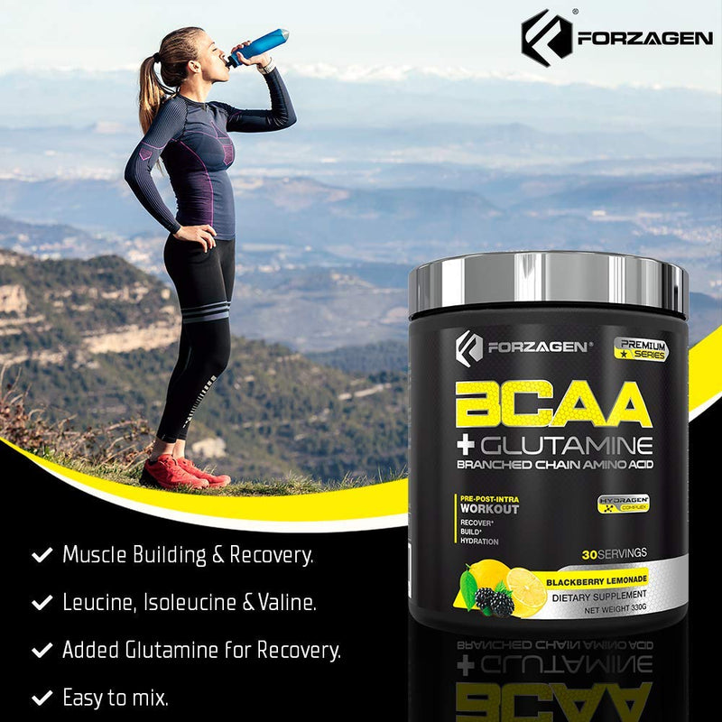 Forzagen BCAA Powder with Glutamine 30 Servings, Branched Chain Amino Acid Powder, Recovery Post Workout, Build, Hydration Available 4 Flavors (BlackBerry Lemonade) Blackberry Lemonade - NewNest Australia