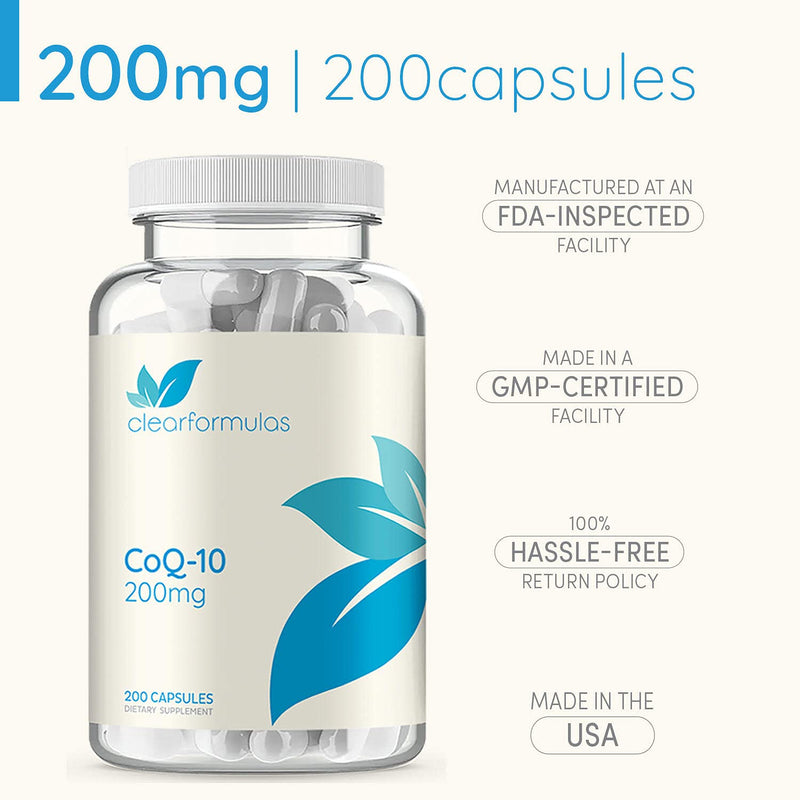 Clear Formulas Pure CoQ10 200mg 200 Capsules Supports Heart Health & Helps Maintain Healthy Blood Pressure - NewNest Australia