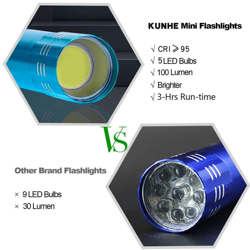 KunHe Small Mini LED Flashlight Pack of 6 COB Flashlights for Kids 100 Lumen With Battery - NewNest Australia