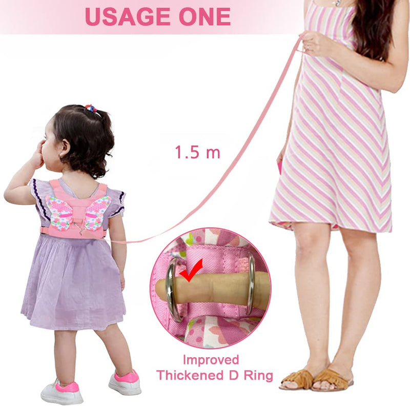 Accmor 3 in 1 Toddler Harness Leashes + Anti Lost Wrist Link, Kids Harness Children Leash for Girls, Child Anti Lost Leash Baby Cute Harness Belt Strap Hold Kids Close While Walking Pink - NewNest Australia