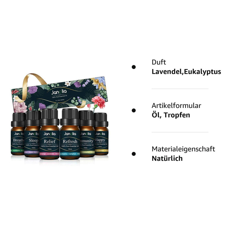 Janolia Essential Oils Set, Upgrade Package, Pure Natural Fragrance Oils Set for Diffuser, Relaxation, Sleep, Ideal Room - NewNest Australia