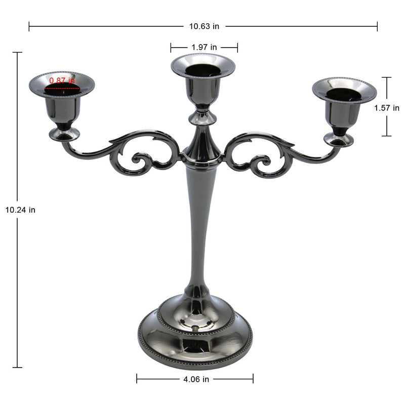 NewNest Australia - Tidelence 3-Candle Metal Candelabra Candlestick 10.6 inch Tall Candle Holder Wedding Event Candelabra Candle Stand (Black Candelabra) Black 