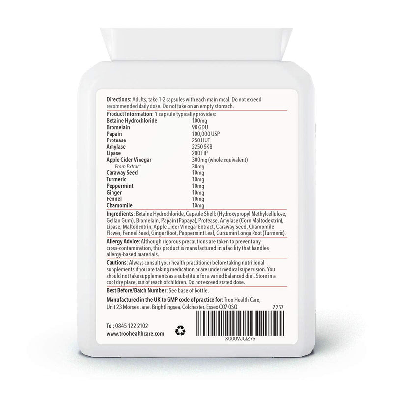 Digest-Tonic Digestive Enzymes Supplements - 90 Capsules | Broad Spectrum Plant Digestive Enzymes | Betaine HCL | Bromelaine | Papaine | Protease | Amylase | Lipase | UK Manufactured - NewNest Australia