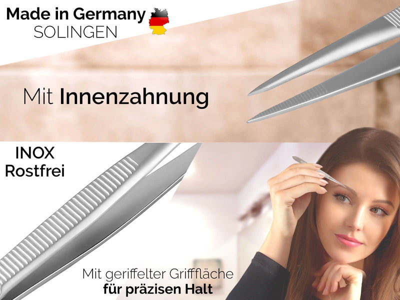 Solingen Professional Tweezers Set Hair Plucking Tweezers 3-Piece Pointed Straight Slanting Precise Made In Germany Solinger Eyebrow Tweezers Made Of Stainless Steel - NewNest Australia