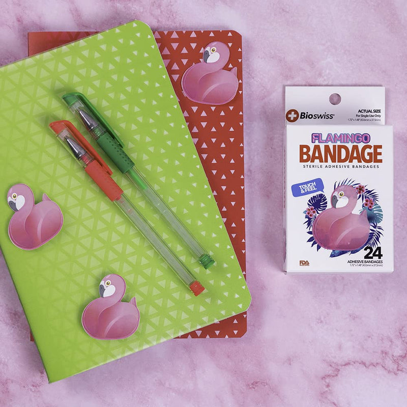 BioSwiss Kids Bandaids | 24pcs Self-Adhesive Sterile Unique Shaped Bandages Colorful Funny Cute Toddler Girls & Boys, Adults First Aid, Protect Scrapes and Cuts | Wellness for Everyone (Flamingo) Flamingo - NewNest Australia