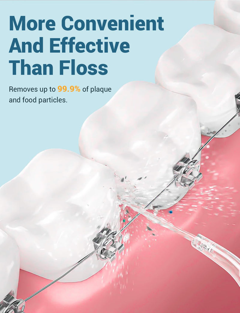 CARER BEAUTY professional oral irrigator for on the go with 3 modes and 6 nozzles IPX7 oral irrigator wireless water flosser for home/travel Protect your oral health - NewNest Australia