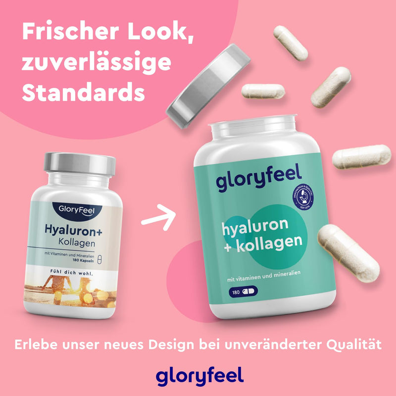 Hyaluronic Acid + Collagen, 180 Capsules, Premium Skin & Hair Complex, Plus Vitamin C From Acerola, Biotin, Selenium, Zinc & Bamboo Extract, Laboratory Tested In Germany - NewNest Australia