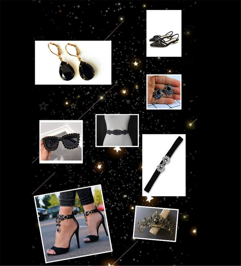 Sew On Rhinestone, Choupee 130PCS Black Sew On Glass Gems Metal Back Prong Setting Sewing Claw Rhinestone Mix Shapes Sew On Stone for Jewelry, Clothes, Costume, Shoes, Belt, Dress, Garments and Crafts - NewNest Australia