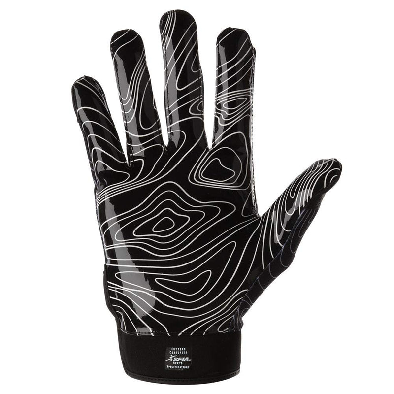 Cutters Football Glove Game Day Receiver. Silicone Grip Glove for Receivers. Adult and Youth Sizes Adult - Small / Medium Black Topography - NewNest Australia