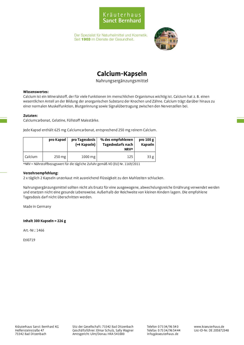 Calcium capsules - 250mg pure calcium/capsule - 300 capsules - NewNest Australia