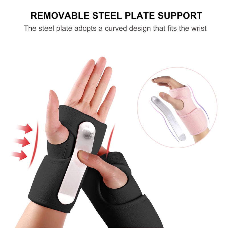 Wrist Splint Support Brace Compression Wrist Brace Elastic Adjustable Carpal Tunnel Support with Metal Strip for Sports, Fitness, Arthritis, Tendonitis One Size Single (Left Hand, Black) Left Hand - NewNest Australia