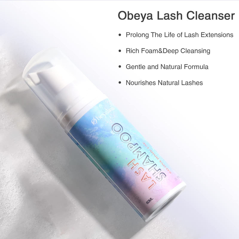 Lash Shampoo for Eyelash Extensions, 60mL Eyelash Extension Cleanser with Brush, Oil Free Eyelid Foaming Cleanser, Lash Extension Shampoo Kit with Brush, Eyelash Wash for Extensions Home Salon Use 60 ml (Pack of 1) - NewNest Australia