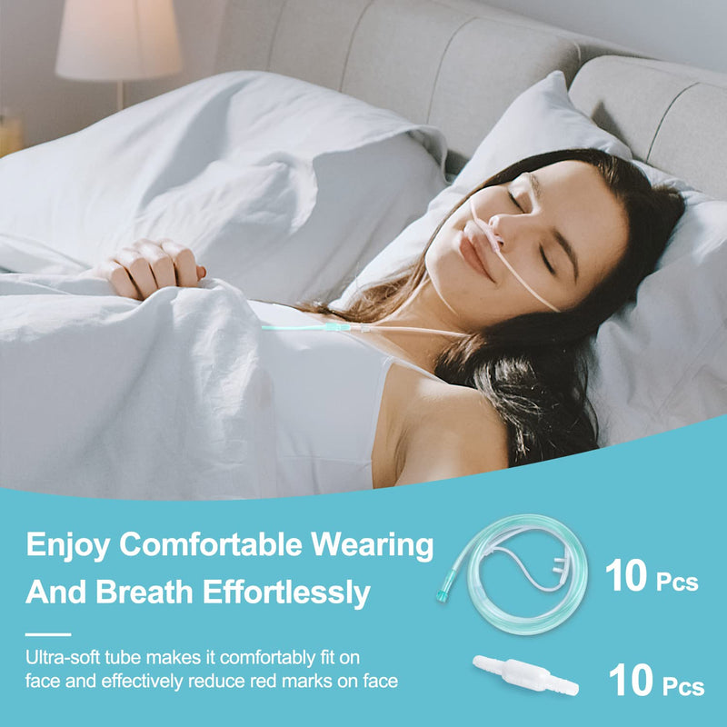 20 Packs Nasal Cannula Super Soft Tubing for Oxygen, Soft-Touch & Kink-Resistant, Includes 10PCS Nasal Oxygen Cannula for Adult and 10PCS Oxygen Tubing Swivel Standard Connector,7 Feets Tubing Length - NewNest Australia