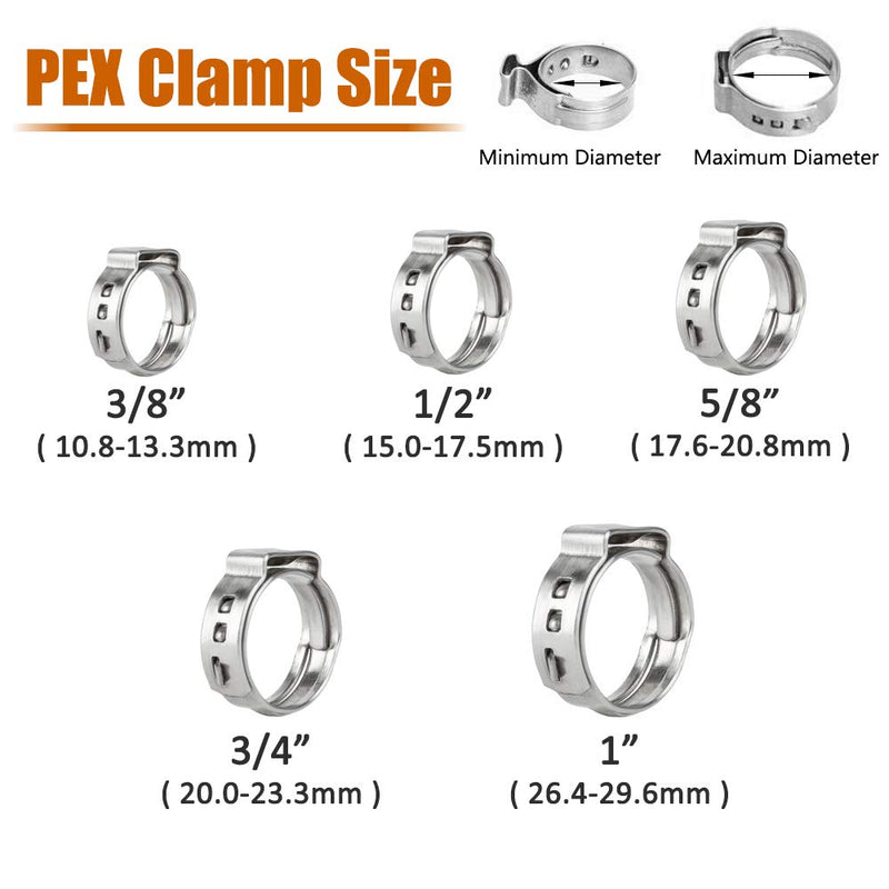 ISPINNER 50pcs 1/2 Inch PEX Cinch Clamps, 304 Stainless Steel Cinch Crimp Rings Pinch Clamps for PEX Tubing Pipe Fitting Connections (1/2 Inch) - NewNest Australia