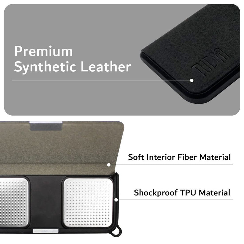 Tudia Leather Magnetic Ultra Slim Protective Case Compatible With Kardiamobile Ecg Heart Monitor, Kardiamobile Case, Kardiamobile Ecg Heart Monitor Protective Case (Black) - NewNest Australia