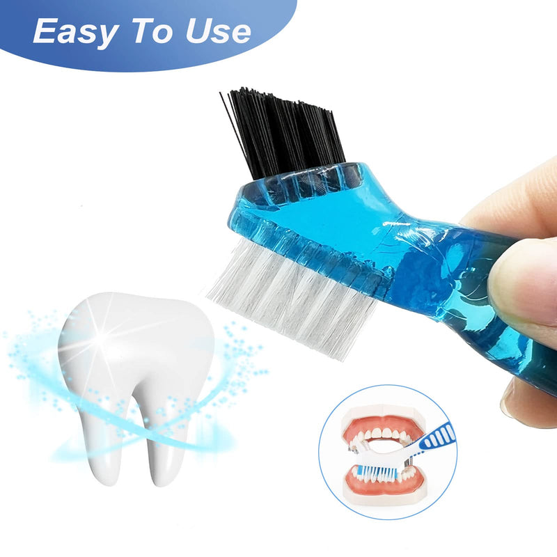 4pcs Mini Denture Cleaning Brush Set with Multi-Layer Bristles, Portable Double-Sided Denture Brush for False Teeth Cleaning, 4 Colors - NewNest Australia