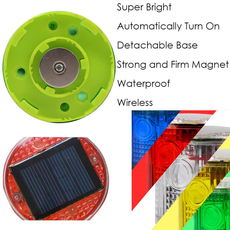 Aolyty Solar Strobe Warning Light Strong Magnetic Base Flashing Super Bright 360 Degree Wireless Automatically Turn On Waterproof for Construction Traffic Factory (Blue) Blue - NewNest Australia