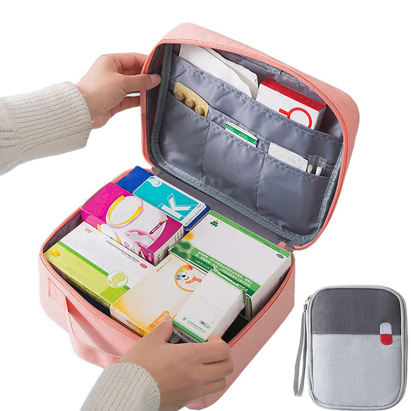2 Pieces Emergency Storage Bag, Empty Medicine Bag, Travel Medicine Storage Bag, First Aid Kit Empty Bag, for Emergencies at Home, Office, Travel, Hiking, Camping (2 Size) - NewNest Australia
