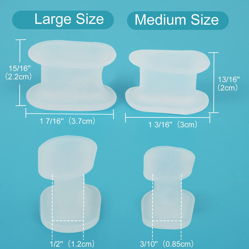 Welnove Pack of 14 Toe Separators, Gel Toe Spacers with Pad,Bunion Corrector for Overlap Toes,Reduce Pain,Rubbing and Friction (8 Large for Big Toes + 6 Medium for Small Toes) -- Transparent Clear 8 L+6 M - NewNest Australia