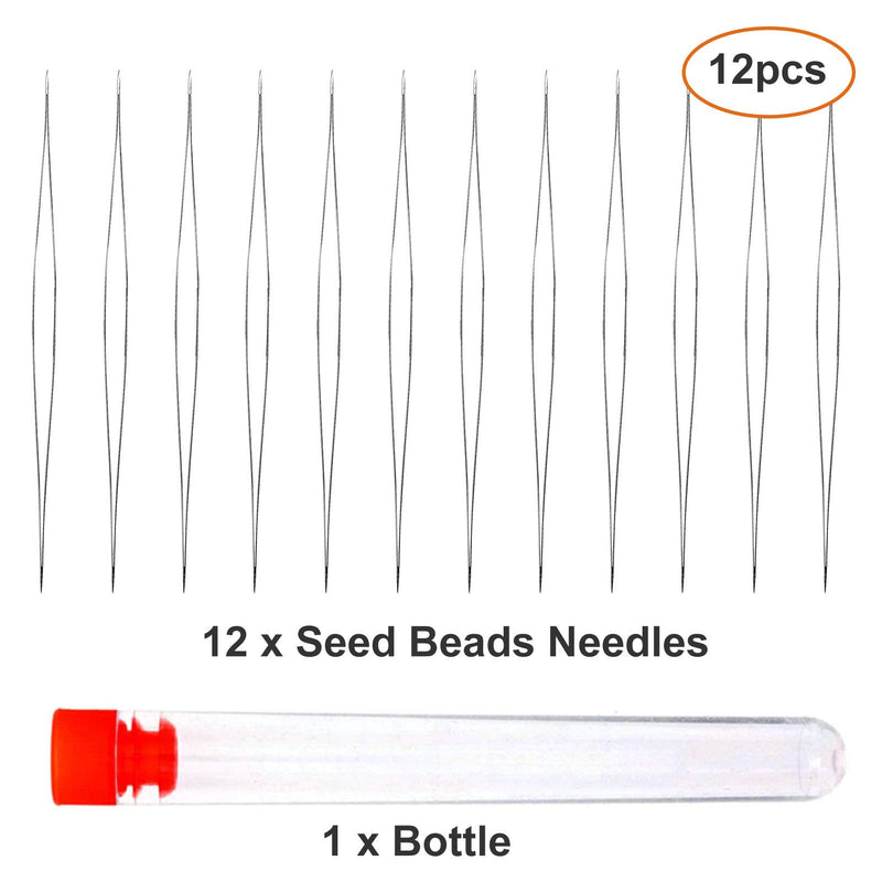 12pcs Seed Beads Needles Beading Embroidery Needles Big Eye Collapsible Beading Needles with Bottle for Jewelry Making - NewNest Australia