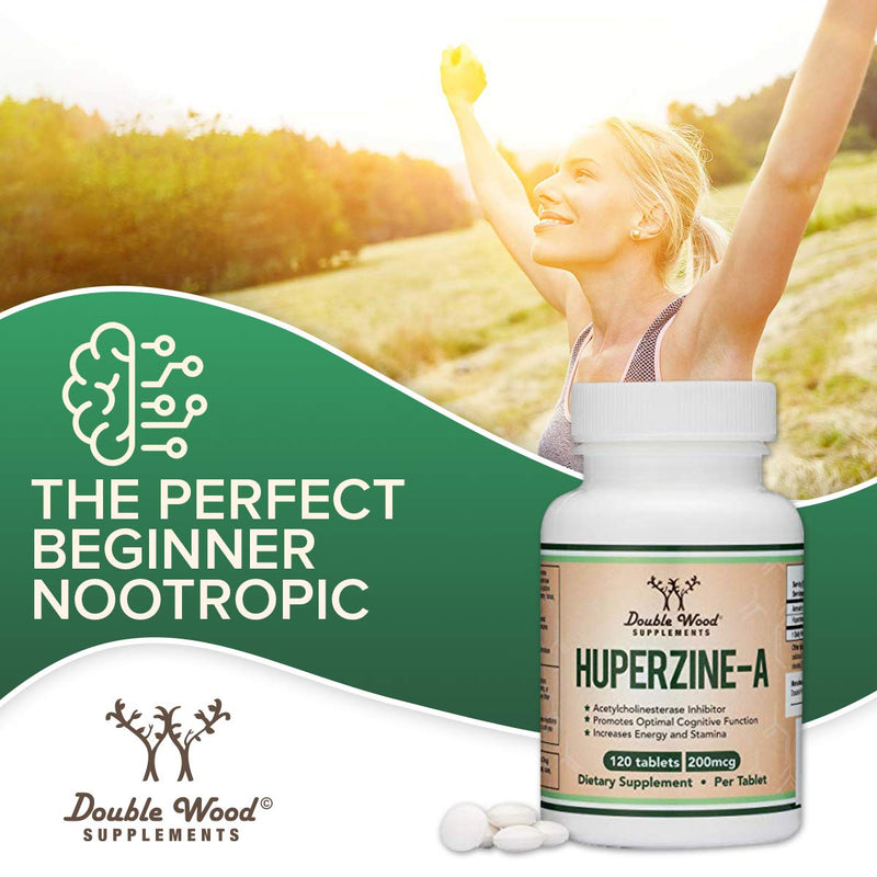 Huperzine A 200mcg (Third Party Tested) Manufactured in The USA, 120 Tablets, Nootropics Brain Supplement to Promote Acetylcholine, Support Memory and Focus by Double Wood Supplements - NewNest Australia