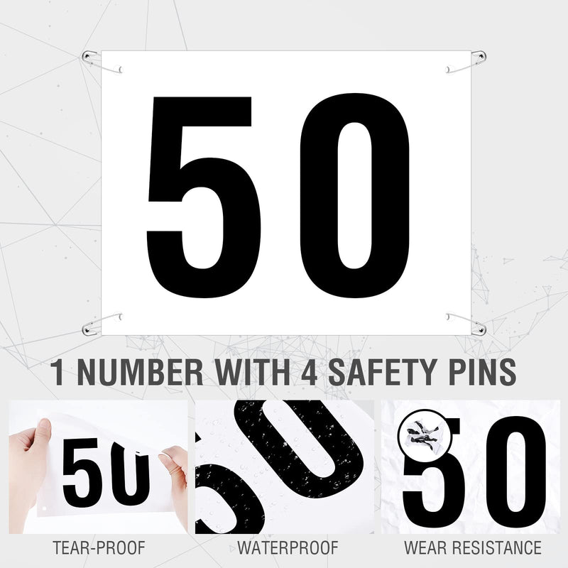 Running Bib Numbers with Safety Pins for Marathon Sports Competition Events Tyvek Tearproof Waterproof 6 x 7.5 Inch 50 1-50 Number - NewNest Australia