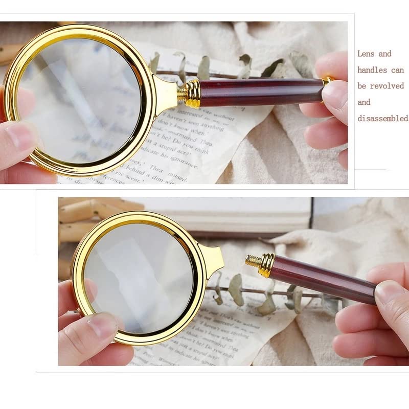 Hand Magnifier Reading Magnifying Glass With Imitation Mahogany Handle, 70 Mm, Books Reading Old People, Research Equipment For Children, Observation Of Plants And Insects Outdoors, High Resolution, 10 X - NewNest Australia