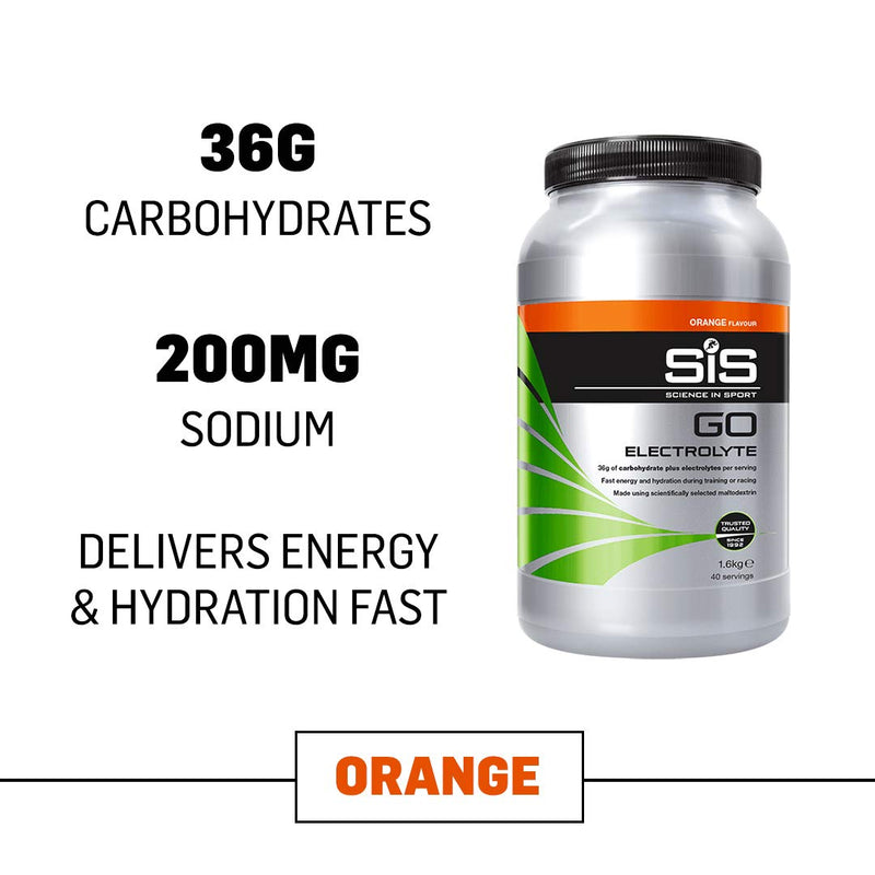 Science in Sport| SIS GO Electrolyte| High carbohydrate| Energy drink powder| With added Electrolytes| For Hydration| Zero fat| Suitable for Vegans & Vegetarians| Orange flavoured| 1.6kg Without Bottle 1.6 kg (Pack of 1) - NewNest Australia