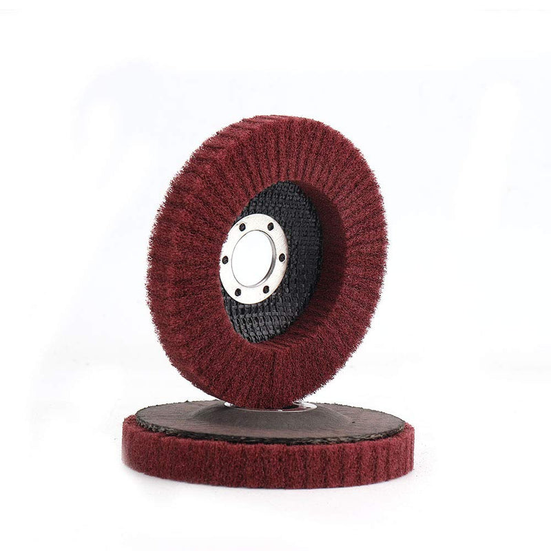 KUOFU 4-1/2 inch 5 Pcs Nylon Fiber Flap Wheel Polishing Buffing Disc,Scouring Pad Buffing Wheel Polishing Grinding Tool for Angle Grinder,Grit 320 Red 7/8” Hole grit 320 - NewNest Australia