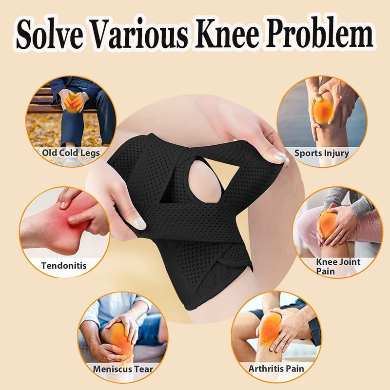 ANAMPION Knee Brace for Knee Pain Adjustable Knee Compression Sleeve Support with Side Stabilizers for Men Women Working Out, Running, Fitness, Weightlifting ACL MCL Meniscal Tear Black (XXL) XXL - NewNest Australia