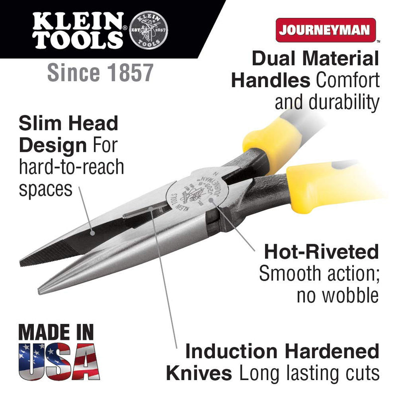Klein Tools J203-8 Needle Nose Pliers with Cutter, Heavy Duty 8-Inch Journeyman Side Cutters - NewNest Australia
